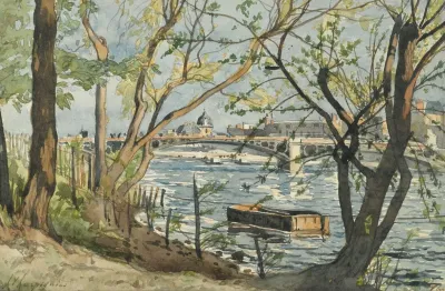 Paris View Of The Seine With The Carrousel Bridge