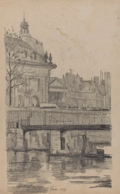 Paris Vue De La Seine Et Du College Des Quatre Nations Actuellement Siege De Linstitut De France