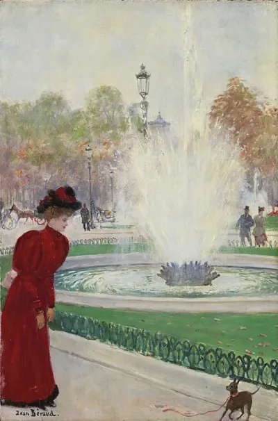 Parisienne Au Rond Point Des Champs Elysees