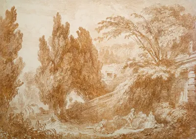 Park Landscape With A Cheerful Gathering