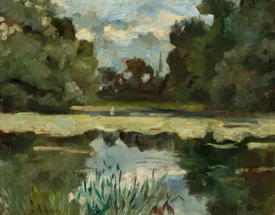Park Landscape With A Pond