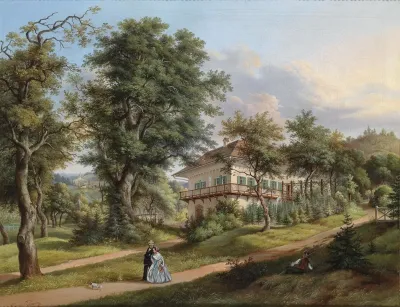 Parklandschaft Mit Spaziergangern