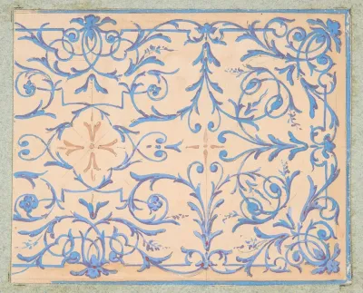 Partial Design For A Decorative Panel Painted In Rinceaux