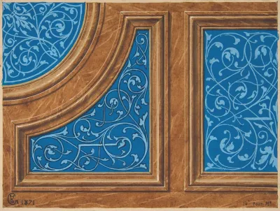 Partial Design For Wood Panneling Inlaid With Painted Panels