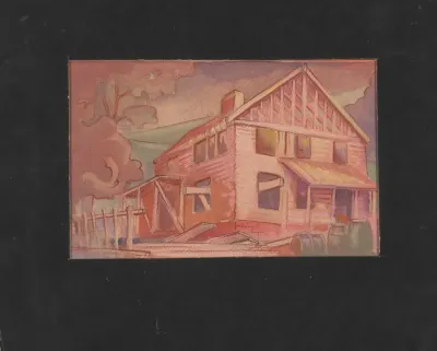 Partially Completed House In Pink Sunset Hues