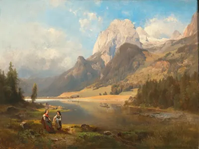 Partie Vom Hintersee Mit Muhlsturzhorn Bayern