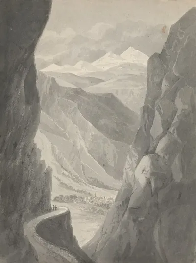 Pass Of The Gemmi Descending To Leukas Bad Switzerland