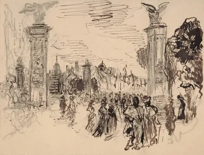 Passers By On The Alexandre Iii Bridge