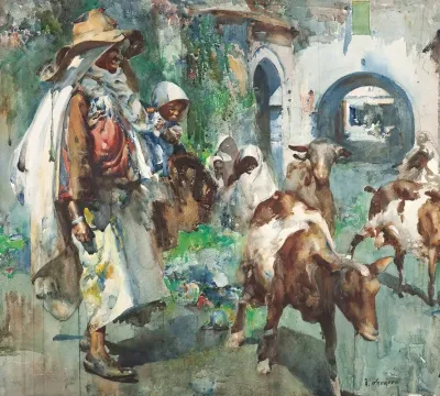 Pastor Con Su Rebano Shepherd With His Herd