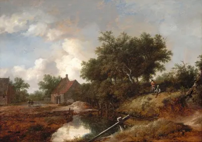 Path Leading To Farms By A Wooded Brook