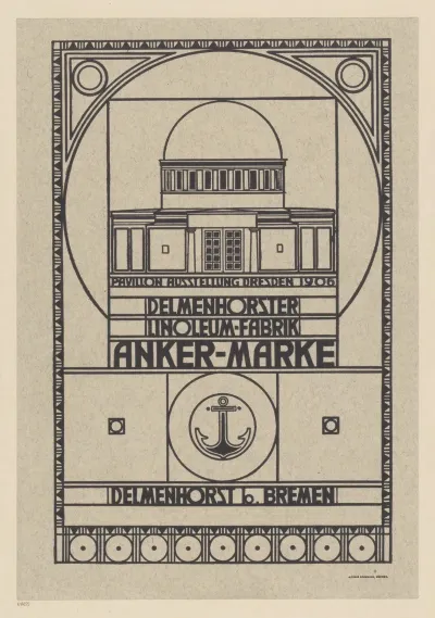 Pavillon Ausstellung Dresden 1906 Delmenhorster Linoleum Fabrik Anker Marke