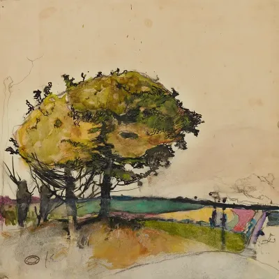 Paysage Avec Arbres Dans Les Champs