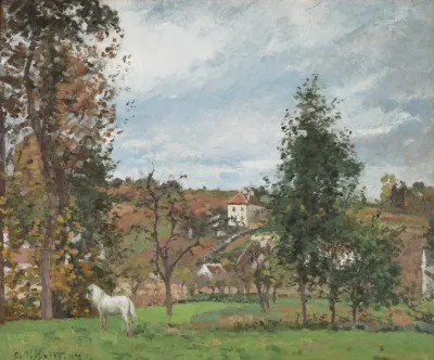 Paysage Avec Cheval Blanc Dans Un Pre Lhermitage Pontoise 2
