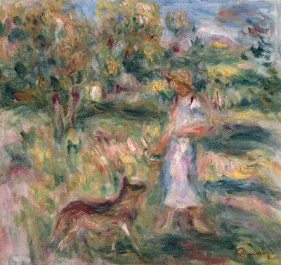 Paysage Avec Femme En Bleu Et Zaza A Cagnes