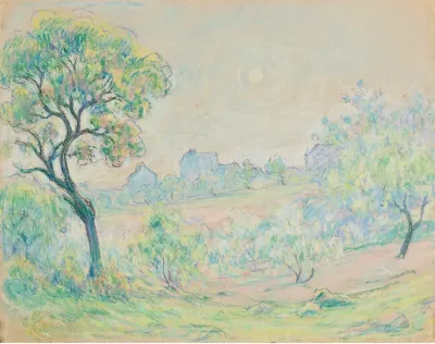 Paysage Avec Maisons Au Fond