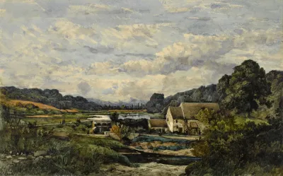 Paysage Avec Une Mare Et Quelques Vallons