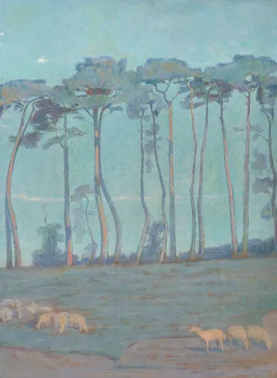 Paysage Bleu Aux Moutons