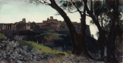 Paysage Ditalie Village Au Crepuscule