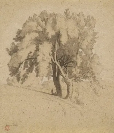 Paysage Figures Sous Des Arbres
