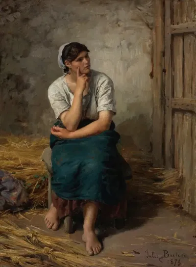 Paysanne Au Repos Peasant Girl Resting
