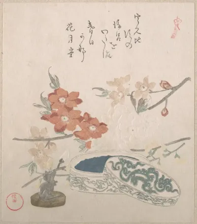 Peach Blossoms A Seal And A Seal Box