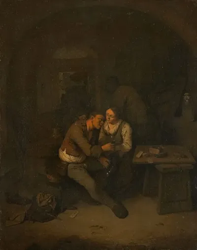 Peasant And Serving Maid In An Inn