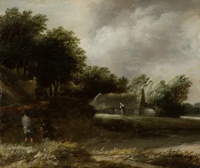 Peasant Huts Along A Stream
