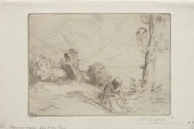Peasant Near A Stone Fence