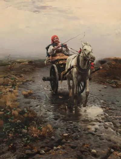 Peasant Riding A Cart
