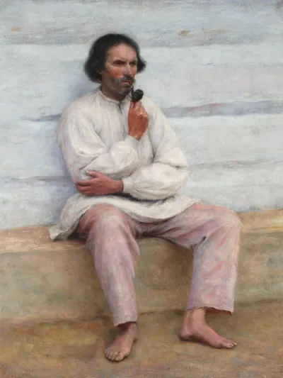 Peasant Smoking A Pipe Study For The Painting Peasant Coffin