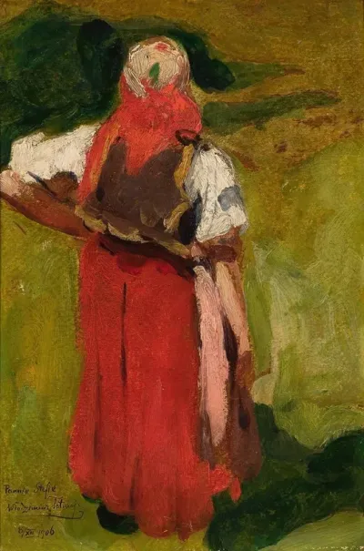 Peasant Woman Back View Sketch
