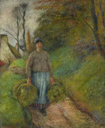 Peasant Woman Carrying Two Bundles Of Hay