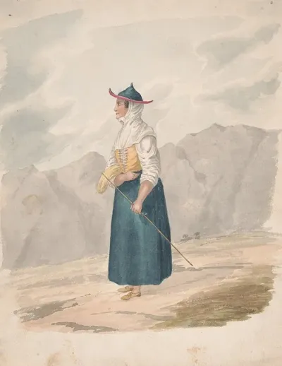 Peasant Woman With Staff La Palma