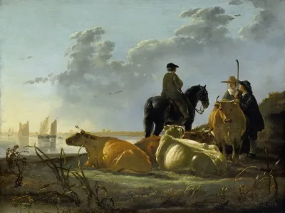 Peasants And Cattle By The River Merwede