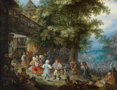 Peasants Dancing Outside A Bohemian Inn