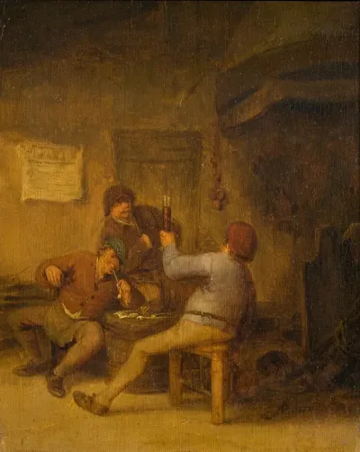 Peasants Drinking And Smoking