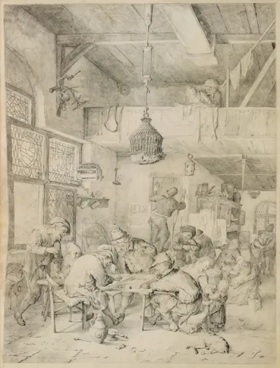 Peasants Playing Backgammon And Merry Making In A Tavern
