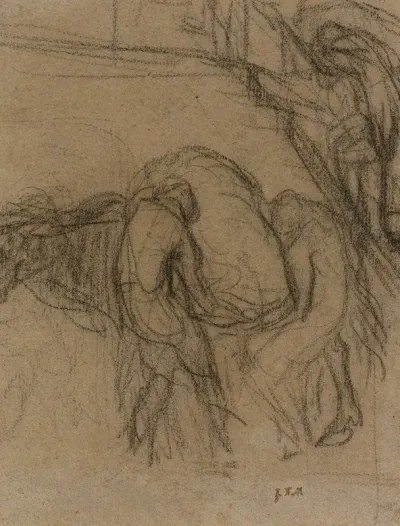 Peasants Unloading Sacks From A Horse