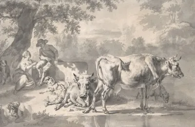 Peasants With Cattle And Sheep