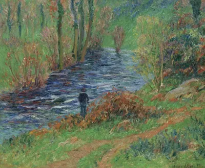Pecheur Au Bord De La Riviere