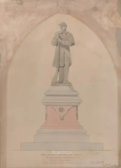 Pedestal Design For The Seventh Regiment Memorial In Central Park