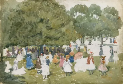Pedestrians In A Park