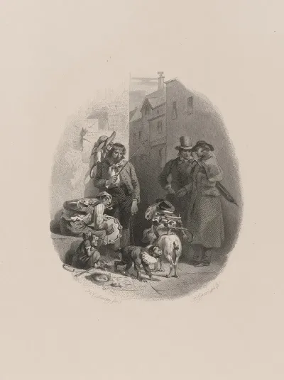 Pedestrians Near Street Musicians With Monkeys