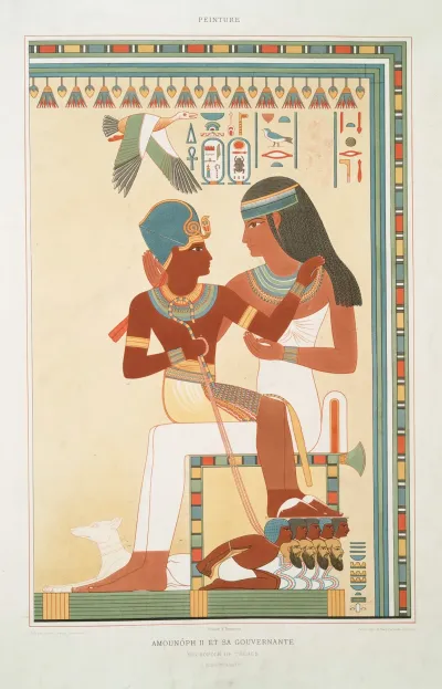 Peinture Amounoph Ii Et Sa Gouvernante Necropole De Thebes Xviiie Dynastie