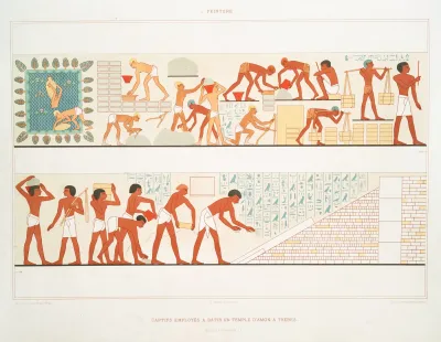 Peinture Captifs Employes A Batir Un Temple Damon A Thebes