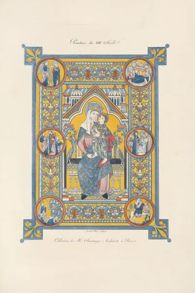 Peinture Du Xiiie Siecle Illumination Of Blessed Virgin And Child