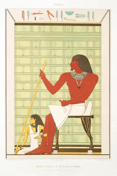 Peinture Groupe Iconique De Tei De Sa Femme Necropole De Memphis Ve Dynastie
