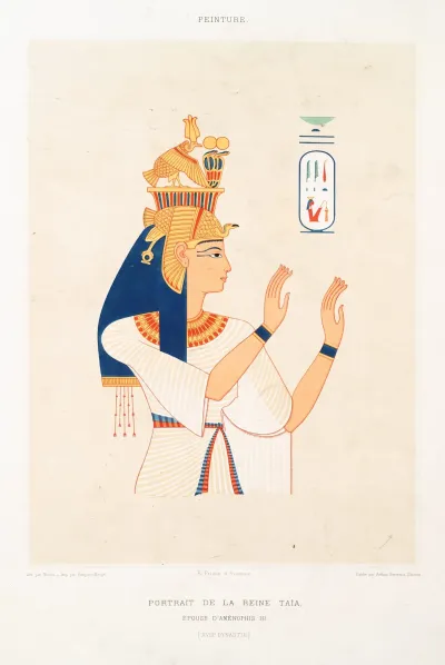 Peinture Portrait De La Reine Taia Epouse Damenophis Iii Xviiie Dynastie