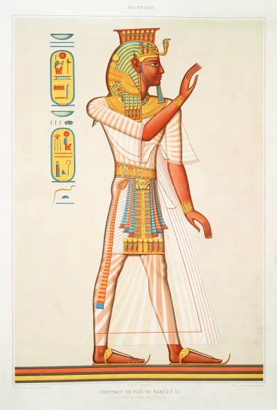 Peinture Portrait En Pied De Ramses Iii Necropole De Thebes Xxe Dynastie