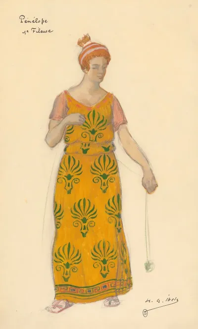 Penelope Maquette De Costume Melanthe Premiere Fileuse Lucy Vuillemin